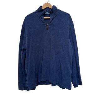 Polo Ralph Lauren Blue Cotton Quarter Zip Pullover Sweater XL